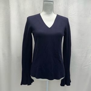 Ann Taylor // Blue Flare Sleeve V Neck Sweater, Size S